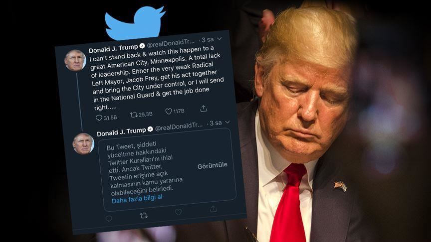 Twitterê hişyariya "pesndayîna tundiyê" da ser peyama Trump
