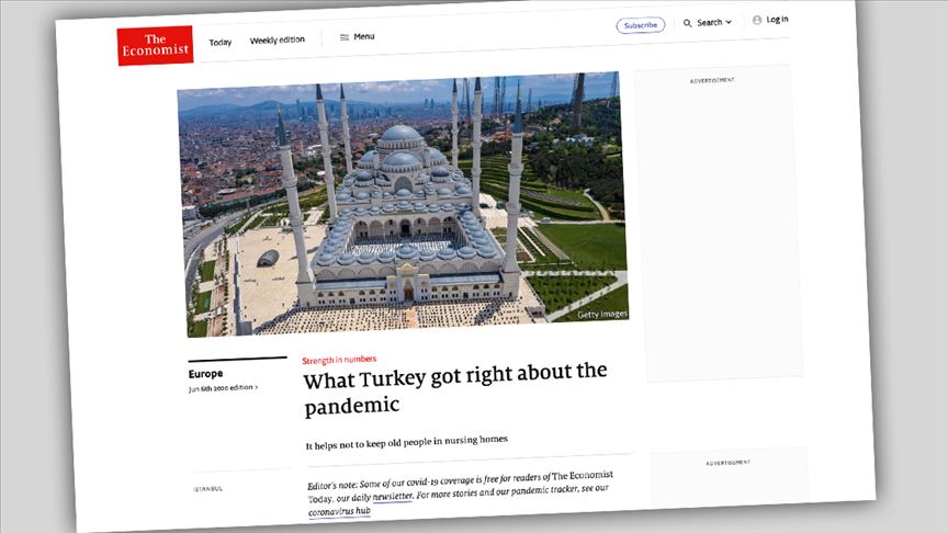 Economist dergisi Türkiye'nin Kovid-19'la mücadele stratejisini övdü