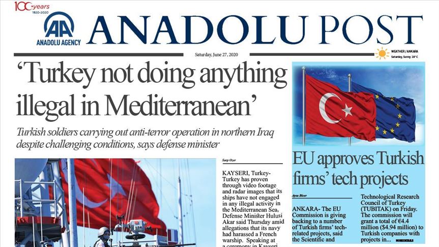 Anadolu Post - Issue of June 27, 2020