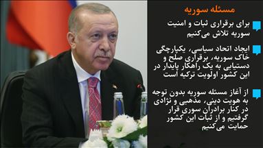 اردوغان: برای برقراری ثبات و امنیت سوریه تلاش میکنیم
