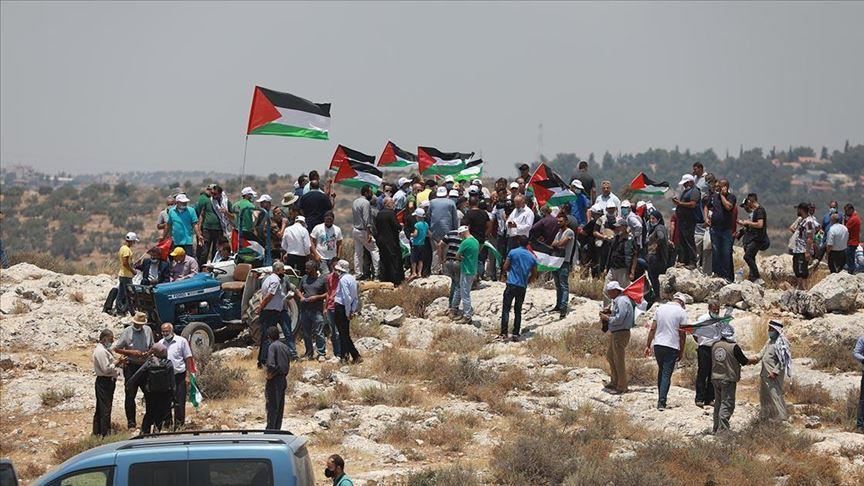 Cisjordanie : Manifestation de Palestiniens contre des tentatives de confiscation de leurs terres