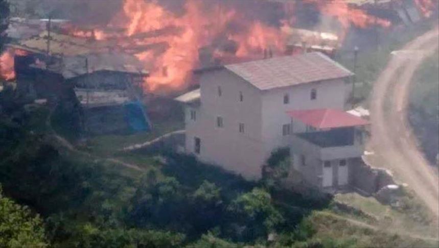 Fire breaks out in village in northeast Turkey