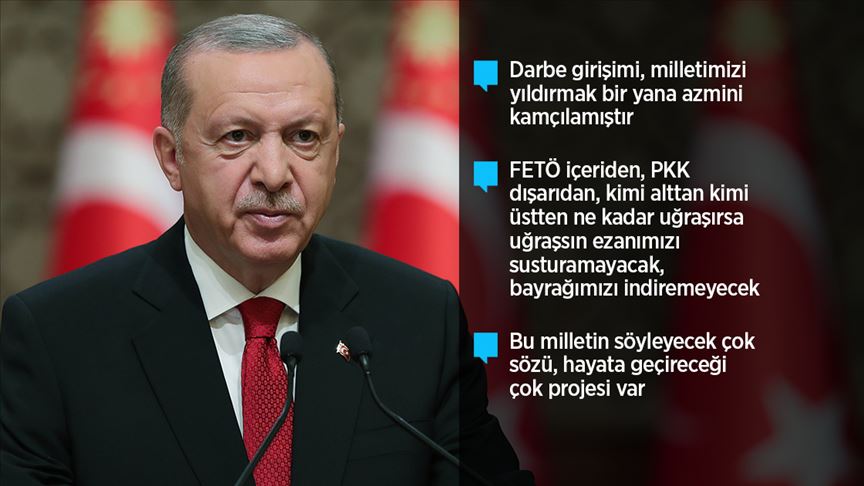 Cumhurbaşkanı Erdoğan: 15 Temmuz gecesi bu millete zincir vurmayı tekrar denediler ve başaramadılar