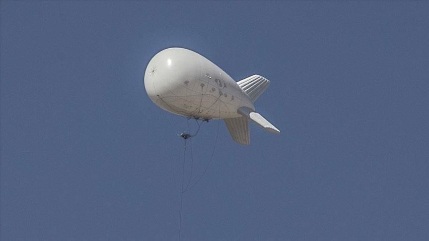 Turkish surveillance balloon patrolling Syria border
