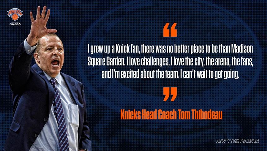 Tom Thibodeau Named New Head Coach Of New York Knicks