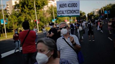 Protestas de comerciantes del mercado al aire libre El Rastro de Madrid en España