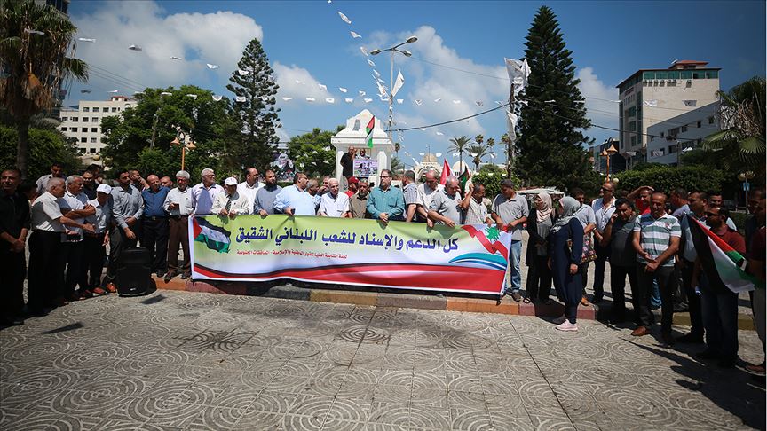  Gazze'nin farklı bölgelerinde Lübnan halkına destek gösterileri düzenlendi