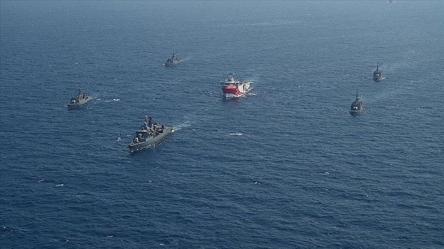 Turkish Navy protecting Oruc Reis in East Mediterranean
