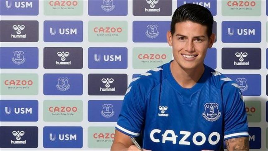El club de fútbol británico Everton anuncia la contratación del colombiano James Rodríguez