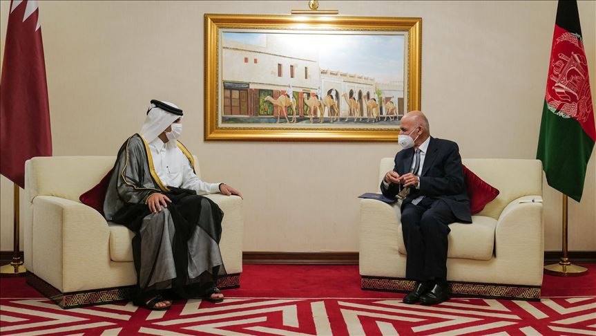 دیدار نخست وزیر قطر و رئیس جمهور افغانستان در دوحه