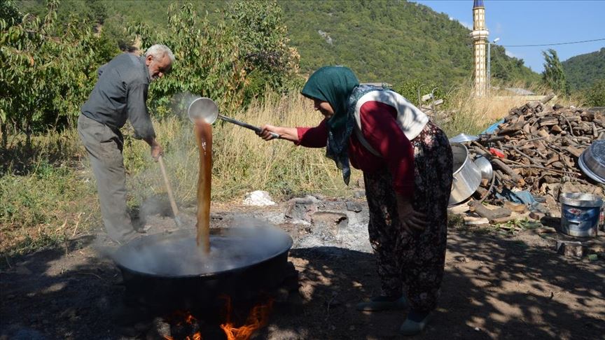 Gaziantep'te bağ bozumunun ardından pekmez üretimi başladı