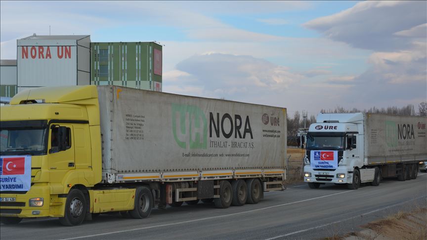 Turkey sends 7 truckloads of aid to northwestern Syria