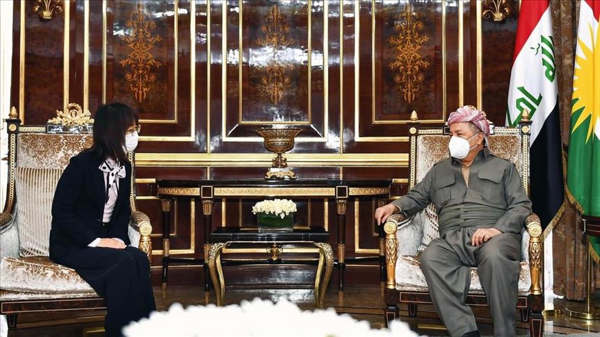 مەسعود بارزانی پێشوازی لە كونسوڵی ژاپۆن لە هەولێر دەكات