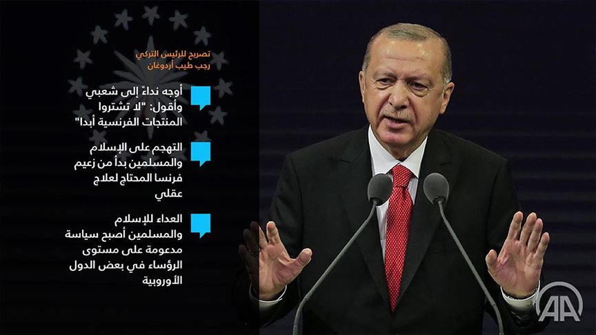 أردوغان يدعو الأتراك لمقاطعة المنتجات الفرنسية