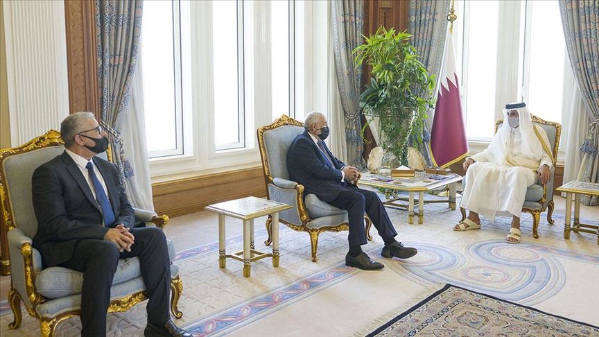 أمير قطر يبحث أوضاع ليبيا مع باشاغا وسيالة