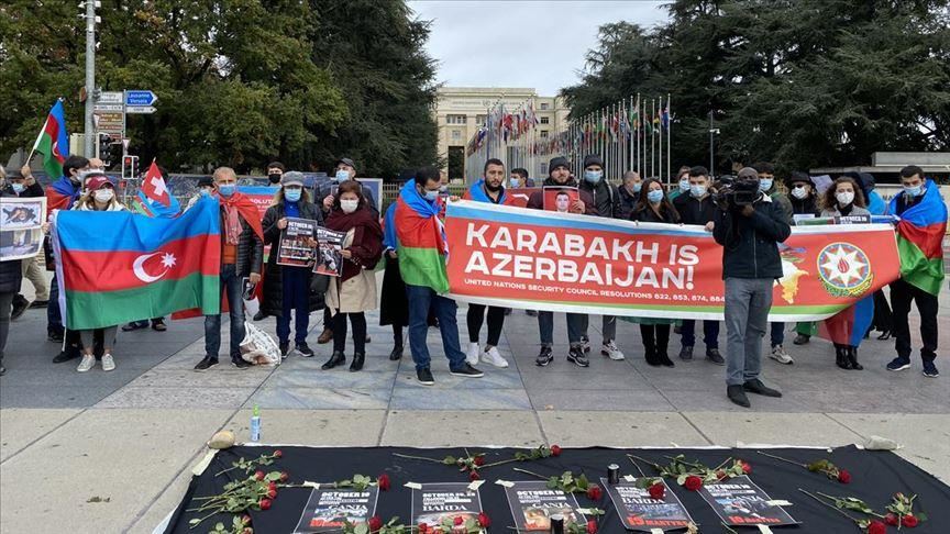 تظاهرات مردم ژنو در اعتراض به حملات ارمنستان علیه غیرنظامیان در آذربایجان
