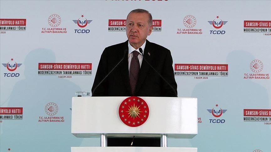 Turkish president hails opening of Samsun-Sivas railway