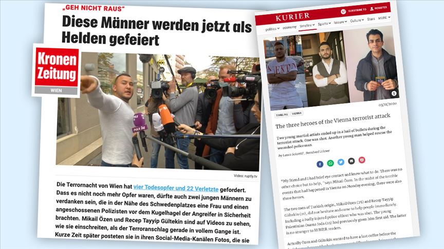 Viyana’daki terör saldırısında polise yardım eden Türkler Avusturya basınında geniş yer buldu