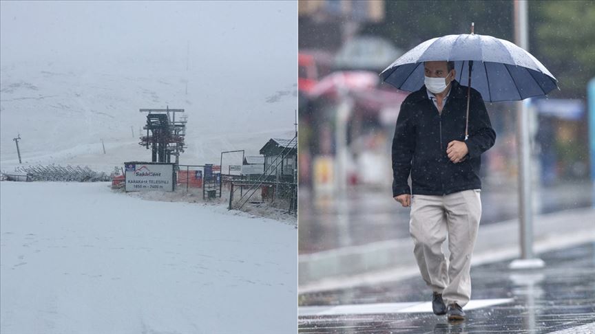 Antalya'nın merkezinde sağanak, yüksek kesimlerinde kar etkili