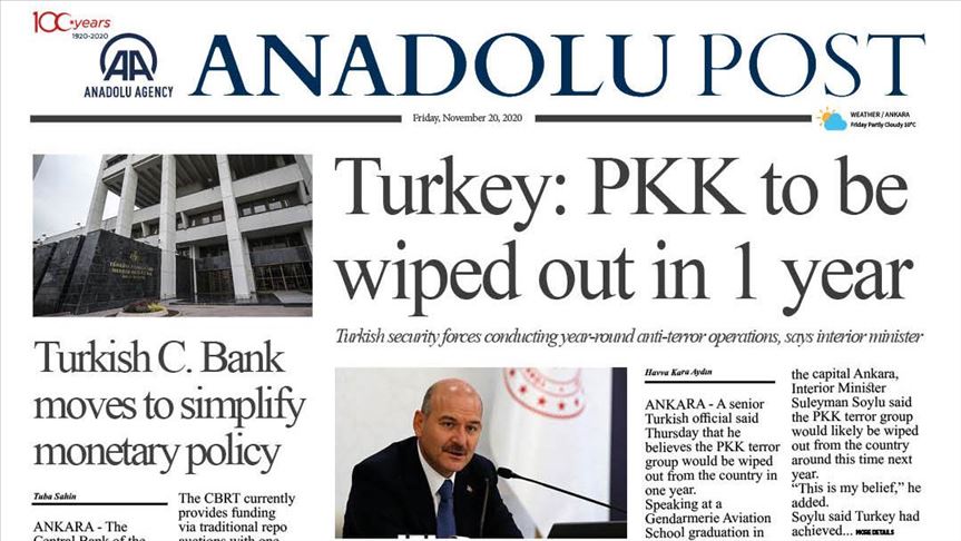 Anadolu Post - Issue of November 20, 2020