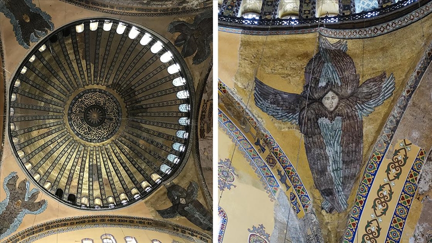 Ayasofya Camisi'nde Serafim Meleği figürü, vaiz kürsüsü ve mahfil yeniden gün yüzüne çıktı 