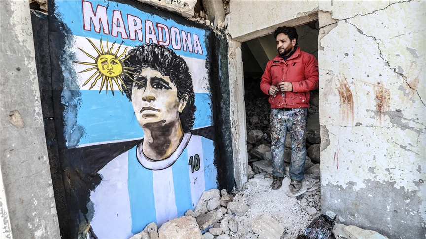 Syrian graffiti artist pays tribute to Maradona