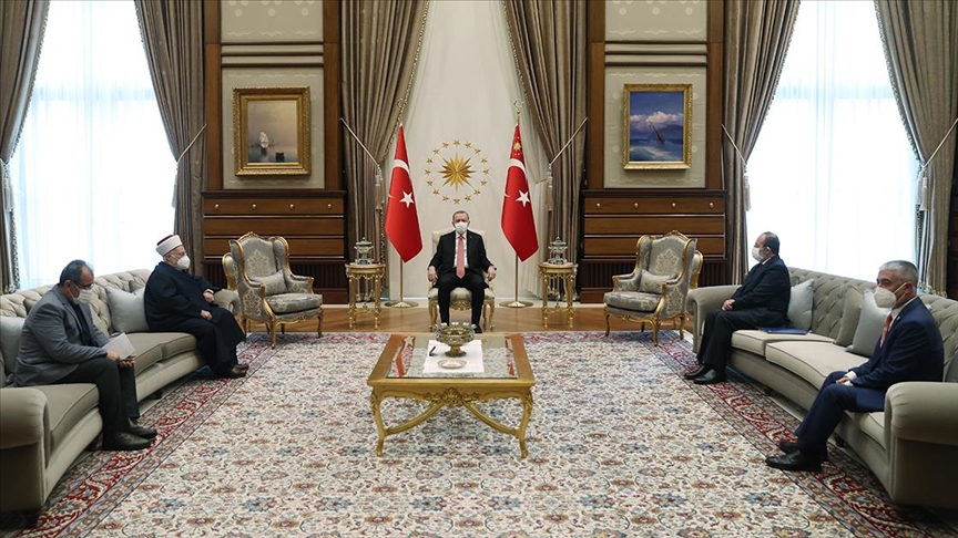 Cumhurbaşkanı Erdoğan, Mescid-i Aksa İmam Hatibi Şeyh Sabri'yi kabul etti
