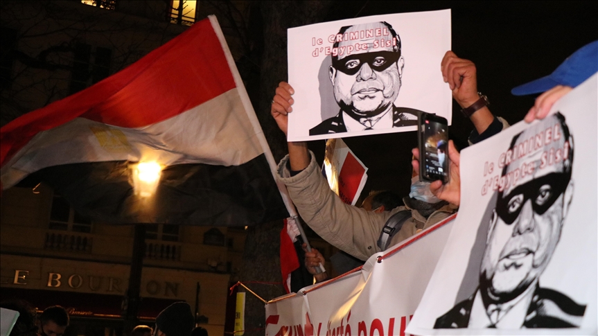 Protests held at French parliament over al-Sisi visit
