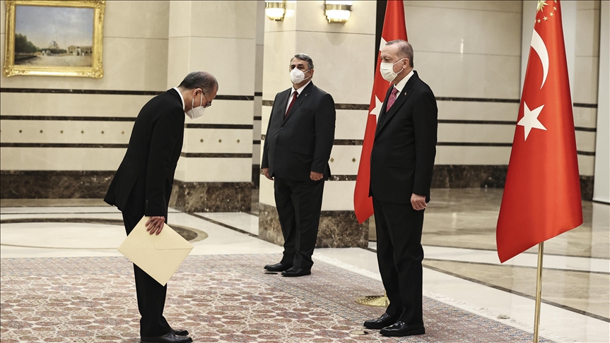 Turkish president receives credentials of 5 new envoys