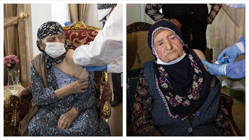 Ankara'da 116 yaşındaki iki kadına Kovid-19 aşısı yapıldı