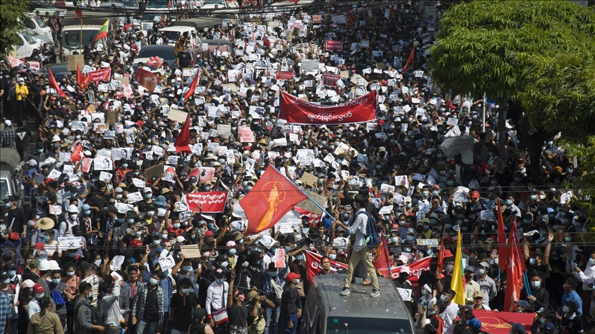 Anti Coup Protests Continue For 3rd Day Across Myanmar