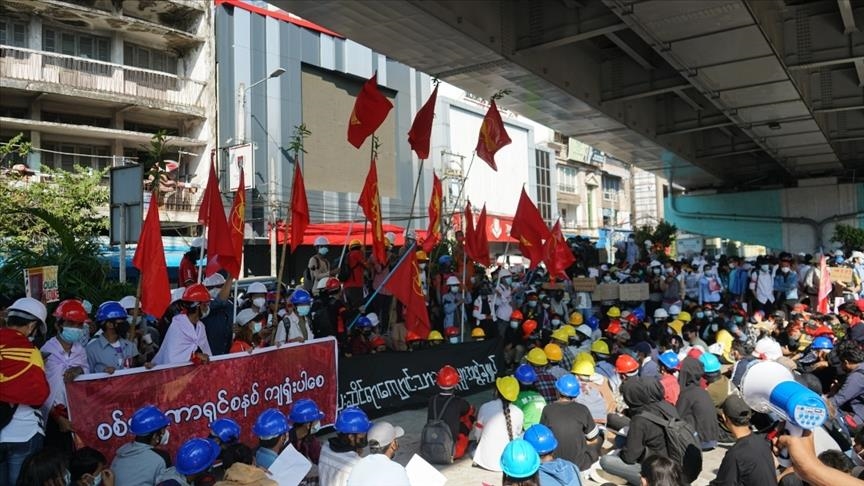 Government Employees Join Anti Coup Protests In Myanmar