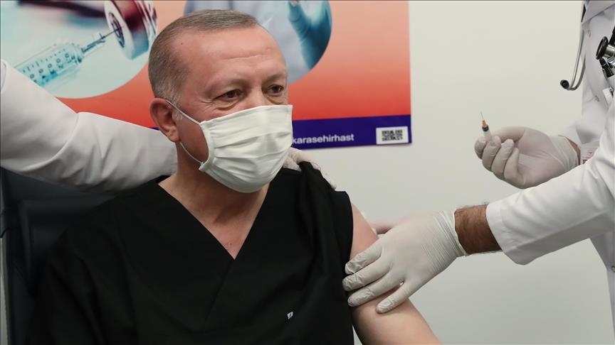 Turkish president receives 2nd dose of COVID-19 vaccine