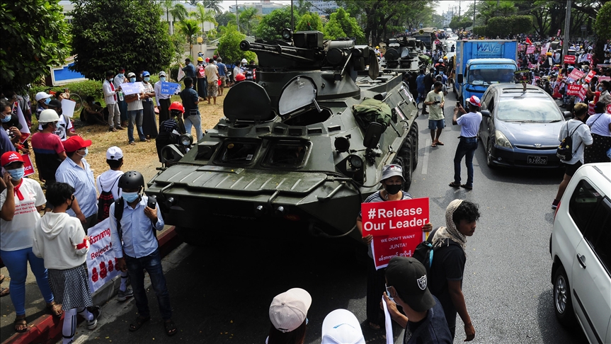Myanmar deploys military tanks amid anti-coup protests