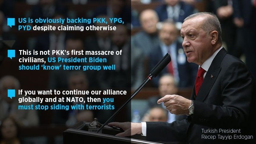 Turkish president rebukes US over PKK terror massacre