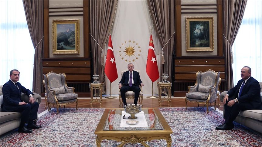 دیدار اردوغان با وزرای امور خارجه آذربایجان و ترکمنستان