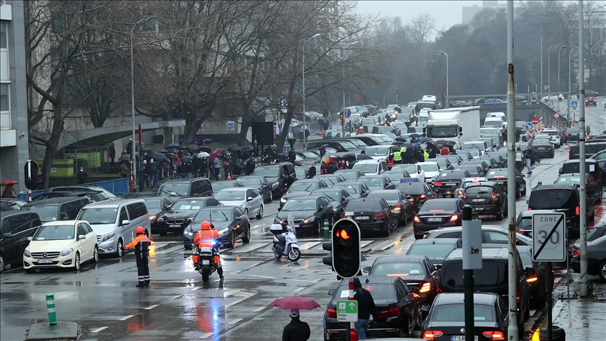 В Брюсселе прошла протестная акция водителей Uber