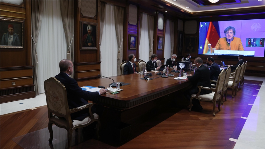Presidenti Erdoğan zhvilloi video-konferencë me kancelaren Merkel