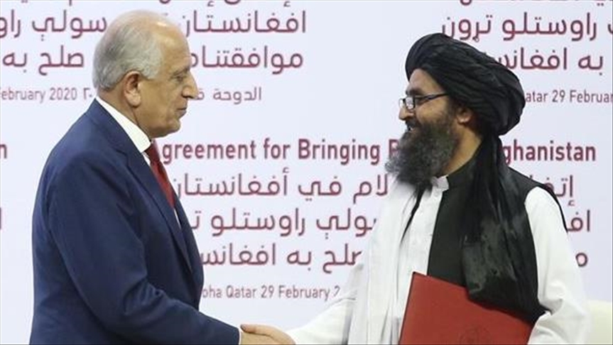 دیدار زلمی خلیل‌زاد با هیئت مذاکره کننده گروه طالبان در دوحه