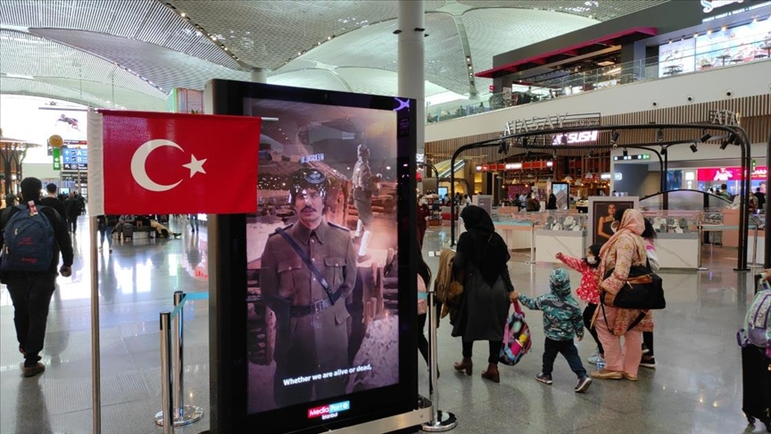 İstanbul Havalimanı'nda, Çanakkale Zaferi'nin 106. yıldönümü için 'Dinle Yolcu' projesi