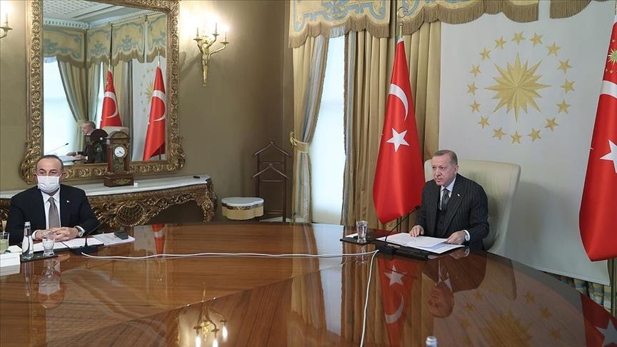 Turkish president, top EU officials meet via video link