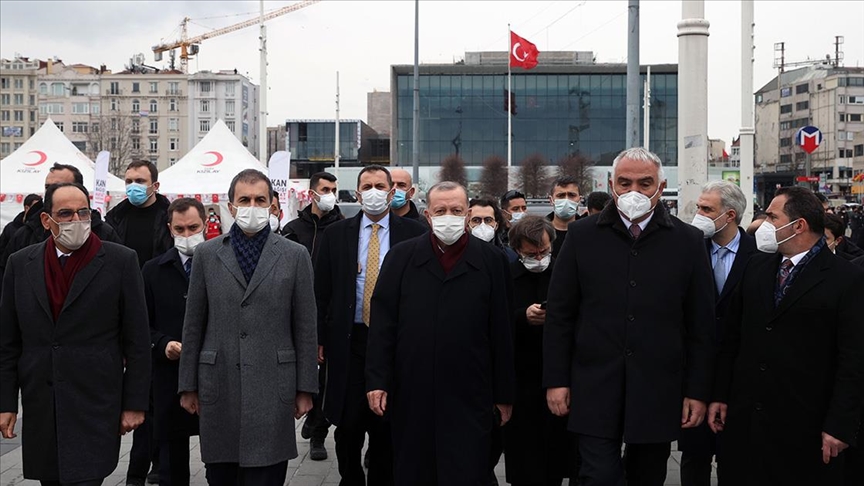 إسطنبول.. الرئيس أردوغان يتفقد أعمال بناء "مسجد تقسيم"