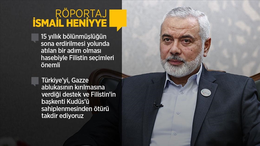 Hamas lideri Heniyye, seçimleri kazansalar bile ulusal uzlaşı hükümetinden yana olduklarını söyledi   