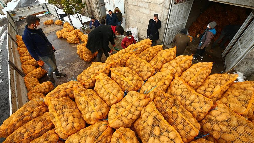 Cumhurbaşkanı Erdoğan'ın müjdesinin ardından depodaki patatesini TMO'ya satan Nevşehirli çiftçiler mutlu