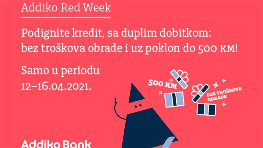 Addiko banka Sarajevo: Kredit bez troškova obrade i poklon do 500 KM