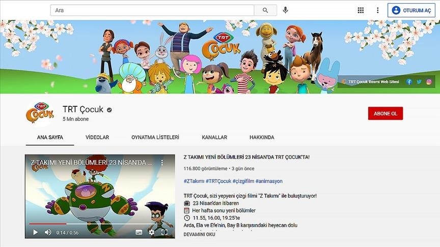 Turquie : "TRT Çocuk" a atteint 5 millions d'abonnés sur YouTube 
