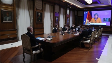 https www aa com tr tr turkiye cumhurbaskani erdogan almanya basbakani merkel ile video konferans gorusmesi yapti 2230575