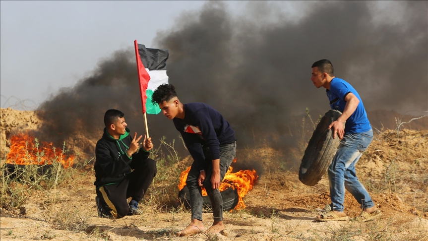 تظاهرات مردم غزه در حمایت از معترضان فلسطینی در مسجد‌الاقصی