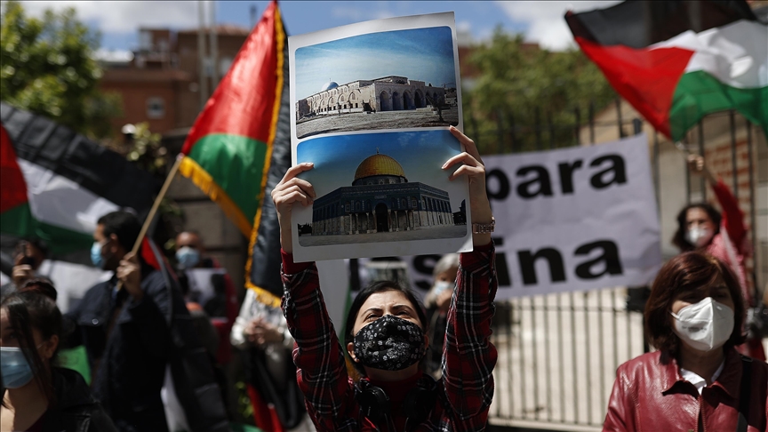 تظاهرات در اسپانیا برای حمایت از فلسطین و قدس