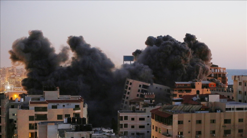 Israeli warplanes destroy 12-story residential building in Gaza